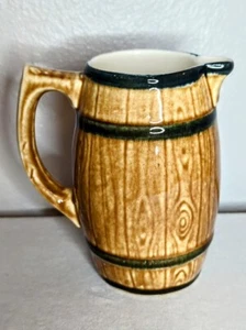 Vintage Czechoslovakia Faux Wood Barrel Keg Art Deco Porcelain Creamer Pitcher - Picture 1 of 4