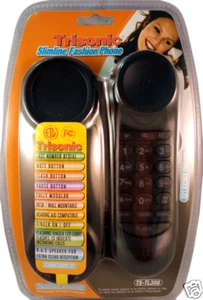 Schwarz Wand Schreibtisch schnurgebunden schlank HEIMTELEFON Festnetz beleuchtet blinkend LED Klingel - Bild 1 von 2