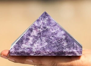 95MM Purple Lepidolite Crystal Pyramid Gemstone Energy Abundance Healing Pyramid - Picture 1 of 10