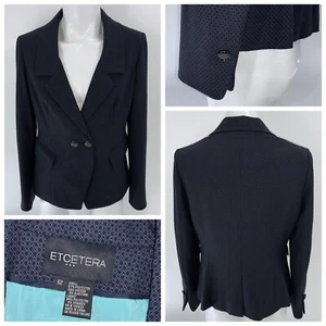 Etcetera Blazer Jacke Damen 12 marine kariert Poly Viskose Elasthan 2B 1V YGI W4-2 - Bild 1 von 13