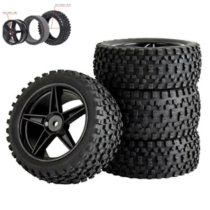 4Pcs RC Tires Wheel Rims for 1/10 HSP Off Road Car Buggy Truck 12mm Hex Hub Part - Picture 1 of 4