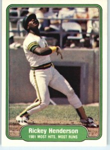 1982 FLEER Baseball Card #643 - RICKEY HENDERSON, 1981 Most Hits & Most Runs