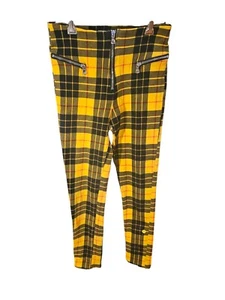 Tiger Mist Funky Retro Look Yellow Tartan Fitted Stretch Pants Size XS / 6 - Bild 1 von 6