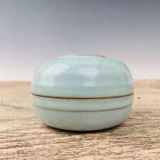 4.3" China Antique Porcelain Song dynasty ru kiln sky Blue glaze Ice crack Box