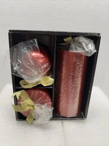Juego de 3 velas rojas metálicas vintage K Mart - Imagen 1 de 4
