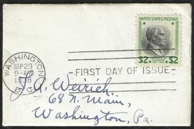 1938 HARDING $2 PREXIE FDC #833 - Cover Measures 2.25" x 3.5" - Image 1 of 2