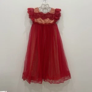NWT Trish Scully Child Adriana Girls Ball Gown Dress Size 10 Red Lace NEW Long - Picture 1 of 11