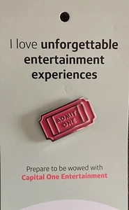 NEW Capital One Pink Ticket Vintage Enamel Lapel Pin NIP HTF - Picture 1 of 1