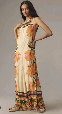 Mono floral Farm Rio x Anthropologie pierna ancha talla pequeña Foto 1 de 4