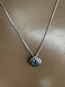 Collar Italia Plata de Ley 925 Colgante Piedra Azul - Diseño Sunburst - Imagen 1 de 12