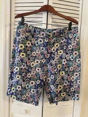 Pantalones Cortos Talbots Perfectos Para Mujer 10 Azul Marino Pastel Estampado Floral Verano Informal Costero Foto 1 de 4
