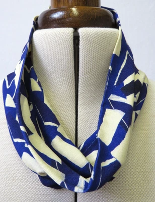 ECOTRIP Handy Band / Loop Scarf, Cotton Jersey, "Geneva", Navy, Blue, Cream, 18cm Wide