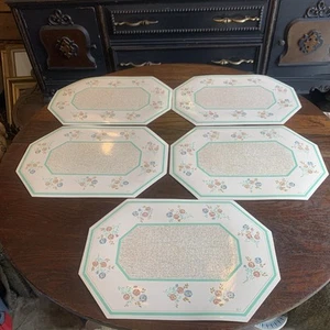 Vtg Town & Country Linen Vinyl Placemats 5) 1993 Floral New Old Stock - Picture 1 of 14