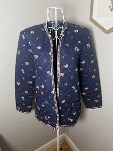 Vintage Avon Country French Fashion Floral Quilted Quilt Cardigan Jacket Coat S - Picture 1 of 5