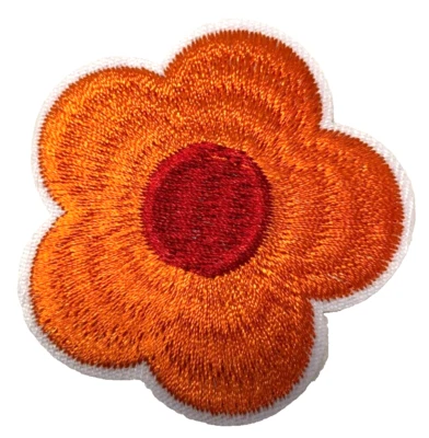 Patch Sew On Iron On Embroidered Clothing Hats Jackets Coat Flowers Orange A394 - Image 1 of 3