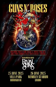 Guns N Roses 2025 London - Birmingham Gerahmtes Konzert Poster - Bild 1 von 2