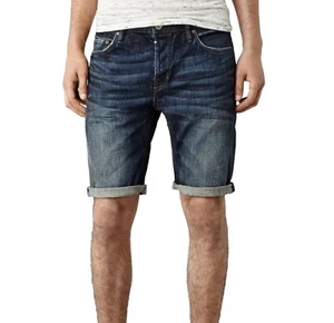 AllSaints Shorts Mens Switch Button Fly Blue Denim Regular Fit Jean Size 30 W 32 - Picture 1 of 8