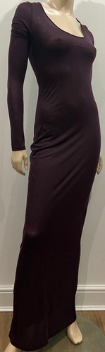 ACNE STUDIOS Maxi abito ACNE viola semi trasparente tencel senza maniche lunghezza bodycon aderente M
