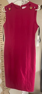 Calvin Klein Women's Sleeveless Midi Sheath Dress with Gold Eyelet Detail - 6 - Picture 1 of 4