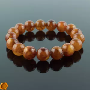Luxus Orange Ostsee Bernstein Erwachsenen Armband für Männer Frauen 12 mm Bernstein Perlen - Bild 1 von 5