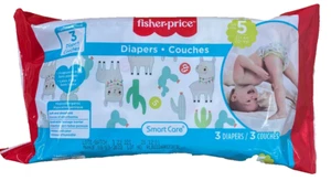 NW Fisher Price Baby Diaper Size (5) 27+ Lbs - 12 Kilos -3 Diapers (Set 2 Packs) - Picture 1 of 6