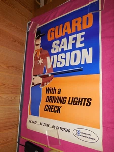 1970s POSTER 36x24” GM Dealership Guardian Maintenance Driving Lights Check Vtg - Picture 1 of 4