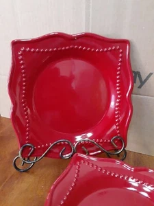 Princess House Set of 4 Pavillion Berry Red 8” Salad Plates Excellent Condition - Picture 1 of 4