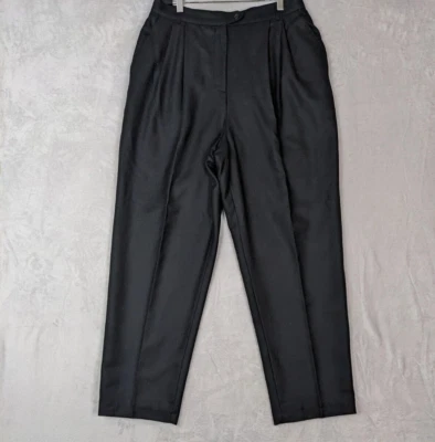 Pantalones de vestir para mujer Jennifer Moore talla 16 ~ negros 100 % lana tiro alto calce suelto Foto 1 de 4