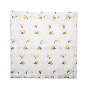 LELE SADOUGHI EMDOIDERED EYELET LEMON COTTON SCARF SQUARE, WHITE NWT, - Picture 1 of 2