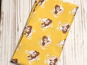 Disney Princess Forever Gold Belle Badges Cotton 100% Fat Quarter 18x21 - Picture 1 of 2