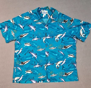 Vintage RJC Hawaiian Shirt Men 2XL Tropical Sharks Aloha Made in Hawaii - Picture 1 of 5