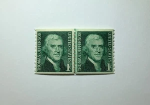 US 1 Cent Thomas Jefferson 1965, Scott #1299, *COIL* Block of 2, MNH/OG/VF. - Picture 1 of 1