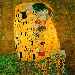 gustav klimt kiss Framed Canvas abstract vintage painting art wall decor - Picture 1 of 10