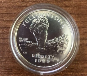 1999-P UNC Yellowstone Silver One Dollar Coin: Scarce, Only 187,595 Minted - Picture 1 of 2