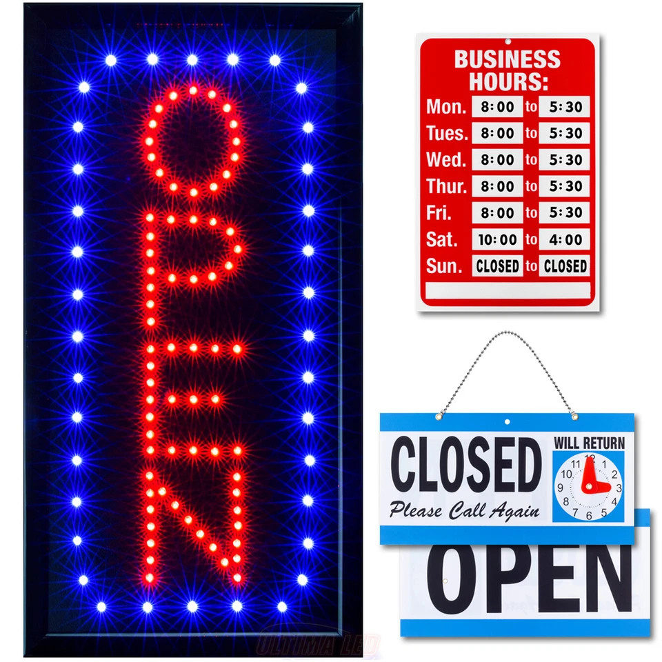Vertical LED Neon Open Sign by Ultima LED: Bundle for Business, Includes 3 Signs - Image 1 of 4