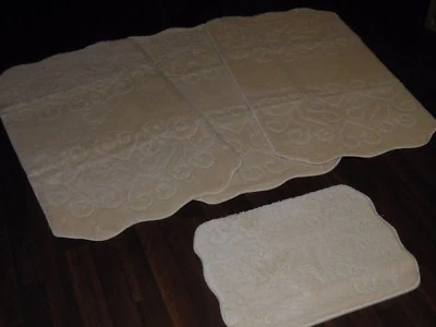 RUGWORLD ROMANY WAVABLES NUOVO 2017 SUPER SPESSO BEL DESIGN SET 4 PEZZI TAPPETINI ANTISCIVOLO CREMA