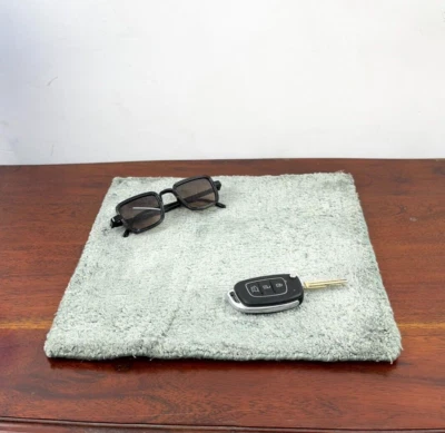 Indien Handmade Gray Small Silk Rugs Kitchen Placemats Bohemian Solid Table Mats - Image 1 of 4