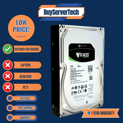 Seagate Exos 7E8 ST4000NM011A 4TB 7200RPM SAS 12Gb/s HDD | 256MB | SED | 1YR - Image 1 of 4
