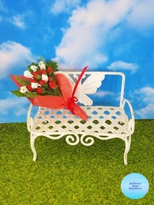 Miniature Dollhouse Red Rose Buds Florist Bouquet Mini Baby's Breath 1:12 Ferns - Picture 1 of 10