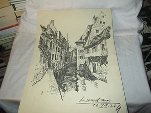 ALTER ORIGINAL DRUCK 1929, Zeichnung von Hermann Hussong  / PFALZ : LANDAU - Bild 1 von 1