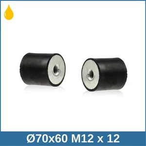 C Ø70x60 M12x12 NBR-Gummipuffer 55°Shore Öl-, Fett- und Benzinbeständig - Bild 1 von 2