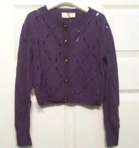 Young Versace Kids Girls Purple Button Up Long Sleeve Wool Cardigan Sweater Sz 6 - Picture 1 of 4