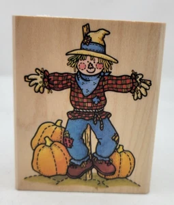 Timbro gomma legno spaventapasseri country Rubber Stampede A1437F autunno autunno zucche - Foto 1 di 8