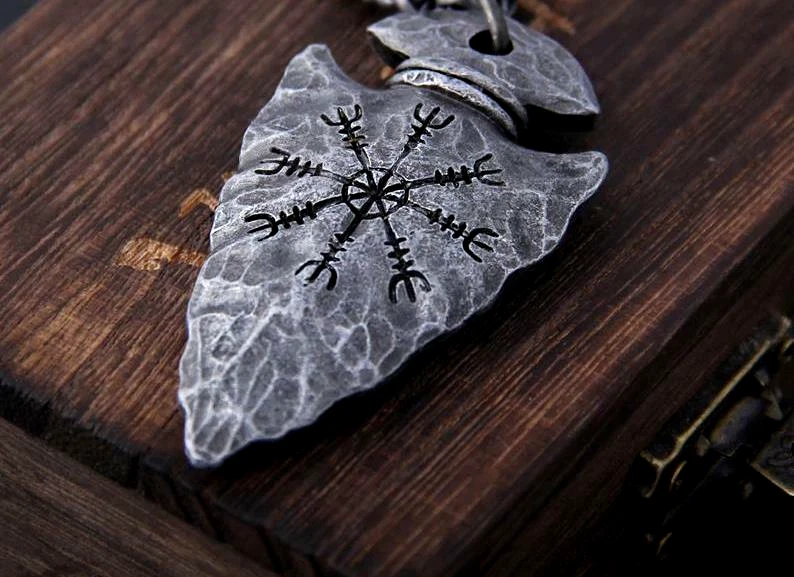 LANZA PUNTA FLECHA VIKINGA NÓRDICA Colgante Plata 925 Cuerda Collar 20" Hombres Mujeres  Foto 1 de 4