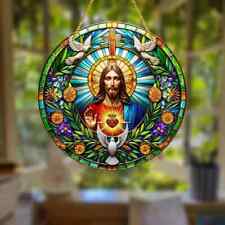 The Holy Heart Of Jesus Christ Design Suncatcher Stained Glass Effect Home Gift