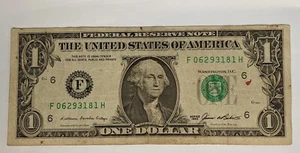 1985 $1 Dollar Bill Seven Unique Numbers Serial F 06293181 H Bank of Atlanta - Picture 1 of 4