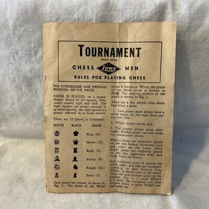 Vintage 1945 E.S. Lowe "Tournament Chess Men Rules For Playing Chess" BOOKLET - Picture 1 of 2