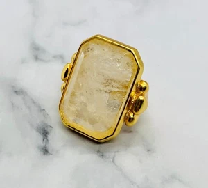 Auth GOOSSENS Paris Cabochon Quartz Ring Size 7 - Pre owned / LR5476 - Picture 1 of 8
