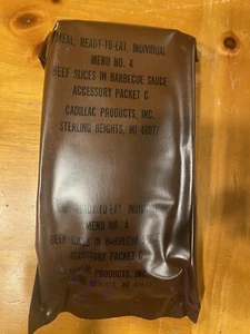 USGI, 1982, MRE, Menu No. 4 Beef Slices In Barbecue Sauce - Picture 1 of 3