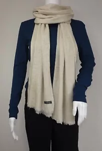 CASHMERE IVORY White SCARF Shawl Wrap Handmade Natural Cashmere, Wedding scarf - Picture 1 of 10